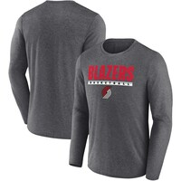 Men's Fanatics Branded Heathered Charcoal Portland Trail Blazers Zoning In Long Sleeve T-Shirt