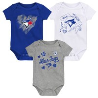Infant Royal/White/Heathered Gray Toronto Blue Jays Batter Up 3-Pack Bodysuit Set