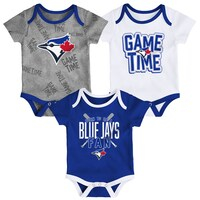 Newborn & Infant Toronto Blue Jays Royal/White/Heathered Gray Game Time Three-Piece Bodysuit Set