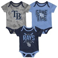 Newborn & Infant Tampa Bay Rays Navy/Light Blue/Heathered Gray Game Time Three-Piece Bodysuit Set