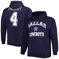 Men's Fanatics Branded Dak Prescott Navy Dallas Cowboys Big & Tall Fleece Name & Number Pullover Hoodie