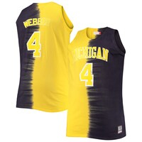 Men's Mitchell & Ness Chris Webber Navy/Maize Michigan Wolverines Big & Tall Player Tie-Dye Jersey