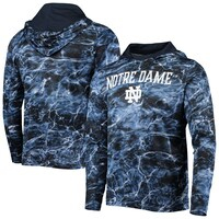 Men's Colosseum Navy Notre Dame Fighting Irish Mossy Oak SPF 50 Performance Long Sleeve Hoodie T-Shirt