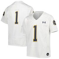 Youth Under Armour #1 White Notre Dame Fighting Irish Replica Football Jersey