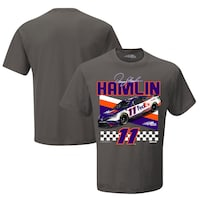 Men's Joe Gibbs Racing Team Collection Charcoal Denny Hamlin FedEx Front Runner T-Shirt