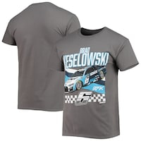 Men's Checkered Flag Charcoal Brad Keselowski Front Runner T-Shirt