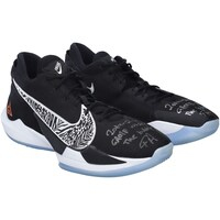 Giannis Antetokounmpo Milwaukee Bucks Autographed Game-Used Black Nike Shoes vs. Miami Heat on August 31 2020 with Multiple Inscriptions