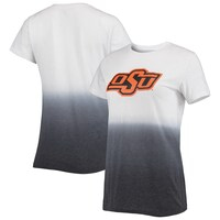 Women's White/Black Oklahoma State Cowboys Airplay Dip-Dye T-Shirt