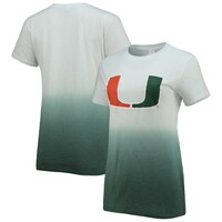 Women's White/Green Miami Hurricanes Airplay Dip-Dye T-Shirt