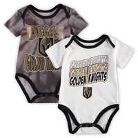 Newborn & Infant Black/White Vegas Golden Knights Monterey Tie-Dye Two-Pack Bodysuit Set