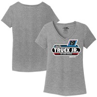 Women's Joe Gibbs Racing Team Collection Heathered Gray Martin Truex Jr V-Neck T-Shirt