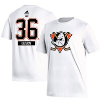 Men's adidas John Gibson White Anaheim Ducks Reverse Retro 2.0 Name & Number T-Shirt