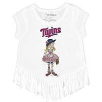 Girls Toddler Tiny Turnip White Minnesota Twins Babes Fringe T-Shirt