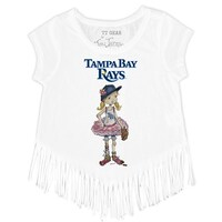 Girls Youth Tiny Turnip White Tampa Bay Rays Babes Fringe T-Shirt
