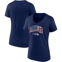 Women's Fanatics Branded College Navy Seattle Seahawks Team Banner Wave V-Neck T-Shirt