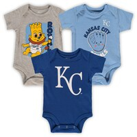 Infant Royal/Light Blue/Heathered Gray Kansas City Royals 3-Pack Change Up Bodysuit Set