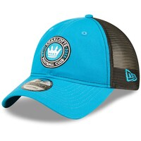 Men's New Era Blue/Black Charlotte FC Team Trucker 9TWENTY Snapback Hat