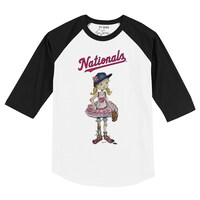 Infant Tiny Turnip White/Black Washington Nationals Babes Raglan 3/4 Sleeve T-Shirt