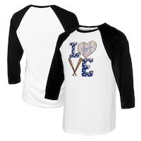Women's Tiny Turnip  White/Black Kansas City Royals Baseball Love Raglan 3/4-Sleeve T-Shirt