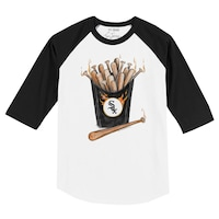 Toddler Tiny Turnip White/Black Chicago White Sox Hot Bats Raglan 3/4 Sleeve T-Shirt