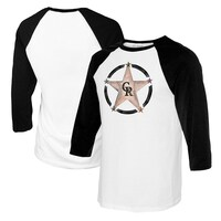 Women's Tiny Turnip White/Black Colorado Rockies Military Star 3/4-Sleeve Raglan T-Shirt