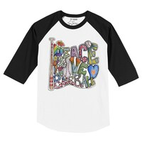 Infant Tiny Turnip White/Black New York Mets Peace Love Baseball Raglan 3/4 Sleeve T-Shirt