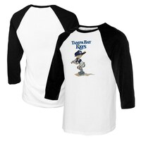 Women's Tiny Turnip White/Black Tampa Bay Rays Slugger 3/4-Sleeve Raglan T-Shirt
