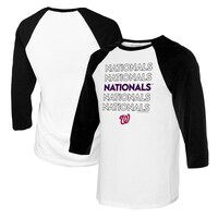 Women's Tiny Turnip White/Black Washington Nationals Stacked 3/4-Sleeve Raglan T-Shirt