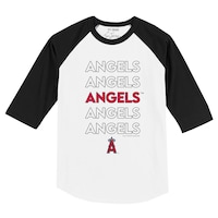 Infant Tiny Turnip White/Black Los Angeles Angels Stacked Raglan 3/4 Sleeve T-Shirt