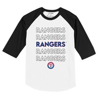 Toddler Tiny Turnip White/Black Texas Rangers Stacked Raglan 3/4 Sleeve T-Shirt