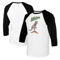 Women's Tiny Turnip White/Black Oakland Athletics TT Rex 3/4-Sleeve Raglan T-Shirt