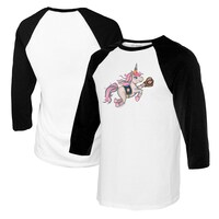 Women's Tiny Turnip White/Black Houston Astros Unicorn 3/4-Sleeve Raglan T-Shirt