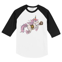 Infant Tiny Turnip White/Black San Diego Padres Unicorn Raglan 3/4 Sleeve T-Shirt