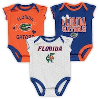 Girls Newborn & Infant Orange/Royal/White Florida Gators Wordmark 3-Pack Bodysuit Set