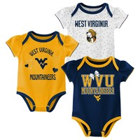 Girls Newborn & Infant Gold/Navy/White West Virginia Mountaineers Wordmark 3-Pack Bodysuit Set