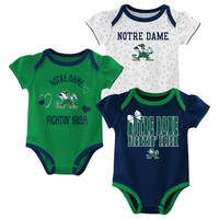Girls Newborn & Infant Green/Navy/White Notre Dame Fighting Irish Wordmark 3-Pack Bodysuit Set