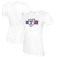 Women's Tiny Turnip White Texas Rangers Base Stripe T-Shirt
