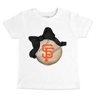 Toddler Tiny Turnip White San Francisco Giants Baseball Bow T-Shirt