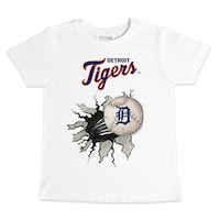 Toddler Tiny Turnip White Detroit Tigers Baseball Tear T-Shirt