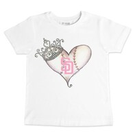 Toddler Tiny Turnip White San Diego Padres Baseball Tiara Heart T-Shirt