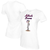 Women's Tiny Turnip White Atlanta Braves Bubbles T-Shirt