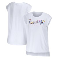 Women's WEAR by Erin Andrews White Colorado Avalanche Greetings From Muscle T-Shirt