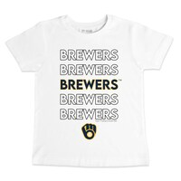 Toddler Tiny Turnip White Milwaukee Brewers Stacked T-Shirt