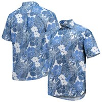 Men's Tommy Bahama Blue Kevin Harvick Coconut Point Playa Flora Camp Button-Up Shirt
