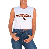 Women's Cuce White Arizona Cardinals Sequin Cropped Tank Top