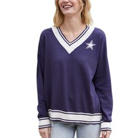 Women's Lauren James Navy Dallas Cowboys Cricket V-Neck Pullover Sweater