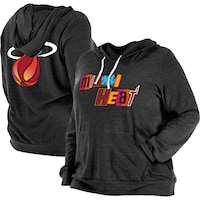 Women's New Era Black Miami Heat Plus Size 2022/23 City Edition Bi-Blend Long Sleeve Hoodie T-Shirt