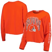 Women's '47 Orange Cleveland Browns Skyler Parkway Cropped Long Sleeve T-Shirt
