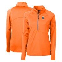 Women's Cutter & Buck Orange New York Mets Adapt Eco Knit Stretch Recycled Half-Zip Pullover Top