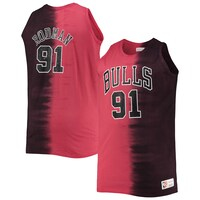 Men's Mitchell & Ness Dennis Rodman Black/Red Chicago Bulls Big & Tall Profile Tie-Dye Player Tank Top